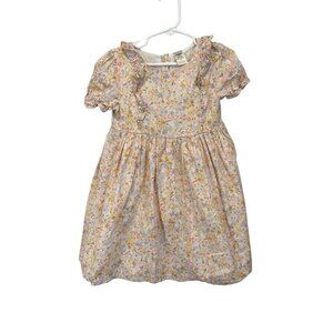 OshKosh B'Gosh Floral Dress 5T Yellow Blue Orange Short Sleeve Summer Long Midi